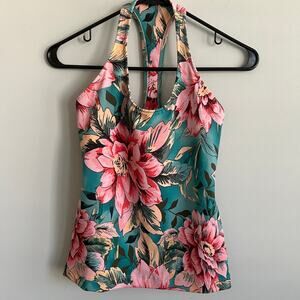 Show Me Your Mumu Moves Venus Racerback Tank Pink Floral Tropical Activewear XS